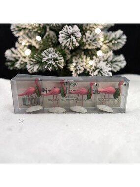 Dept 56 Village Pink Flamingos Hand-Painted Resin Accessories Set Of 4 1995